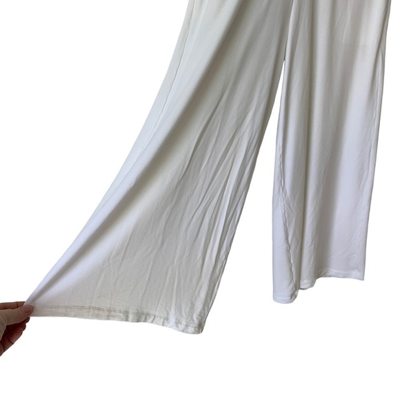 LNBF Bamboo Viscose High Rise White Wide Leg Culottes Women's XS Capris Cropped - Picture 4 of 8